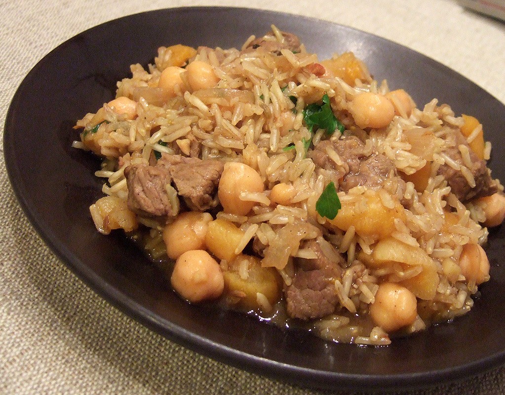 Moroccan lamb and chickpea pilaf